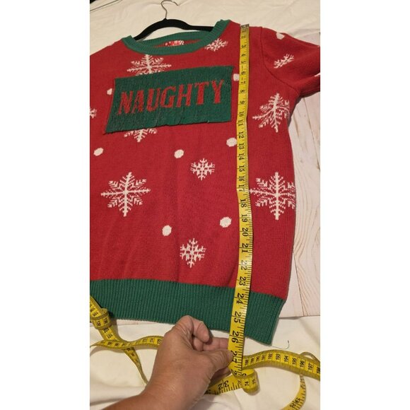 To be Jolly Ugly Christmas Sweater Womens Size XL Naughty Nice Swipe Sequins red - Picture 6 of 11